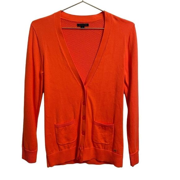 Tommy Hilfiger Orange Cotton Button Down Cardigan Sweater MED - Picture 1 of 8